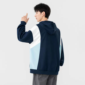 Sweat-shirt à capuche en polaire décontracté, nouvelle collection automne-hiver 2025, design à blocs de couleur, coupe régulière, 100% coton, personnalisable pour homme - Product Image 4