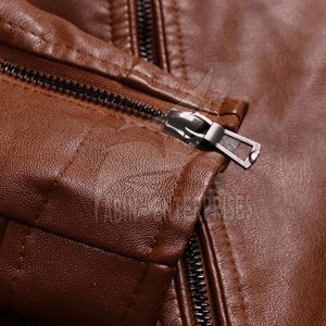 แจ็กเก็ตหนังให้ความอบอุ่นแบบลำลองสำหรับฤดูหนาวของผู้ชายวัสดุคุณภาพสูงพร้อมซิปคอตั้ง - Product Image 6