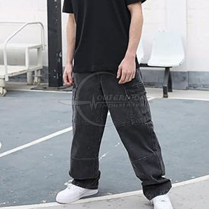 Bonne qualité hommes jambe large pantalon bas prix 2025 hommes Streetwear hommes jambe large jean pantalon taux de vente entier - Product Image 6