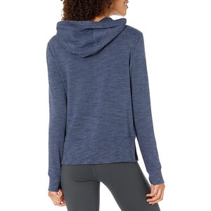 Femmes Athlétique Ourlet Courbé Hoodies En Gros Confortable À Capuche Chemises Casual Streetwear pour L'hiver Solide Couleur Tissé Avant - Product Image 5
