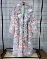 Manteau long en fausse fourrure pour femme 2026 – Veste Teddy colorée et moelleuse – Manteau d'hiver tendance avec revers cranté – Vêtement d'extérieur de luxe en fourrure shaggy