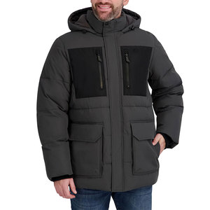 Minimalist <b>Men</b> Hooded Puffer Jacket Simple Lightweight Warm Winter Front Logo Clean Style Outerwear 2026 - Product Image 1