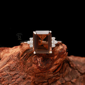 แหวนสโมคกี้อัญมณีสีเงินแท้925คุณภาพดีแหวนพลอยสโมคกี้ธรรมชาติเครื่องประดับเงินอินเดียสำหรับซัพพลายเออร์แหวนสโมคกี้ - Product Image 4