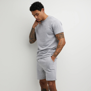 Chándal de 2 piezas de verano personalizado para hombre, Camiseta 100% de algodón y pantalones cortos de malla, conjuntos gemelos con logotipo impreso transpirable, respetuosos con el medio ambiente - Product Image 6