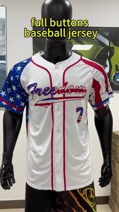 Nouveau maillot de baseball personnalisé à manches courtes avec drapeau américain pour hommes, impression personnalisée, col rond - Product Image 2