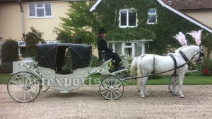 Carruaje de caballos funerarios blancos Fabricante de carros de caballos funerarios Buggy de caballos funerarios europeos a la venta - Product Image 4