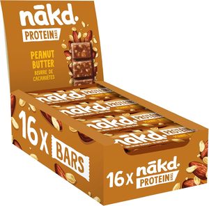 Nakd' Peanut Butter Protein <b>Bar</b> - Vegan - Gluten Free - Healthy <b>Snack</b>, 45g (Pack of 16 <b>bars</b>) - Product Image 1