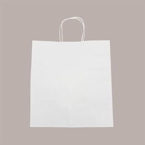 Paquete de 50 Bolsas de Compras de Papel Blanco con Asas de Cordón, 26+17 H 27 cm 100 g - Product Image 3