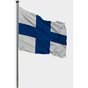 Drapeau d'extérieur finlandais personnalisable, imprimé numériquement, style fanion, en aluminium, coton et soie, avec logo personnalisé pour l'affichage - Product Image 1