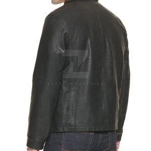 Veste en cuir personnalisée de haute qualité pour hommes col montant Logo avant mode d'hiver imperméable et respirant - Product Image 4