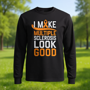 T-shirt a maniche lunghe per la consapevolezza della sclerosi multipla, maglietta promozionale MS che fa sembrare la malattia in modo positivo - Product Image 3