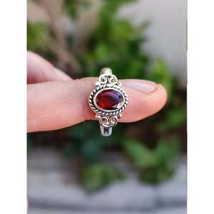 "Genuine <b>Garnet</b> Inlay Sterling <b>Silver</b> Handmade <b>Ring</b> for Women 18k Plating Gemstone Jewelry Gifts for Her" - Product Image 2
