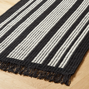 Alfombra de algodón estilo Kilim tejida a mano corredor blanco negro antideslizante con mechones para entrada pasillo escaleras características únicas personalizables - Product Image 4