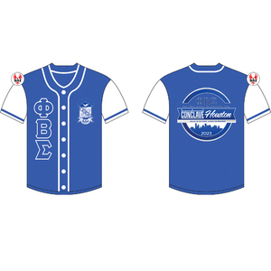 Maillot de baseball en maille sublimé avec broderie de la fraternité Phi Beta Sigma |   Chemise de baseball à rayures pour hommes brodée PBS Fraternity - Product Image 4