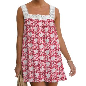 Custom Made High Hand Block Print Sleeveless Frilled Bottom Midi Street Wear Lace <b>Top</b> 100% Cotton Eco-Friendly Formal Front Girl - Product Image 1