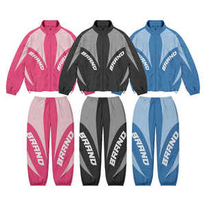 Streetwear OEM Wholesale Blank Custom Men's Nylon Windbreaker Heavy Weight Nylon Tracksuit - Product Image 2