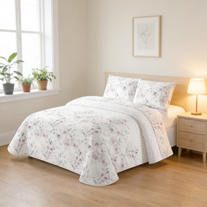 Couvre-lit classique imprimé floral Bouti 90-180 cm 100% polyester doux lavable pour usage domestique - Product Image 2