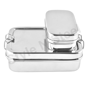 Stainless Steel Classic Lunch <b>Box</b> Wire <b>Tiffin</b> Lunch <b>Box</b> Camping Food Carrier With Clip Lock Two Tier <b>Tiffin</b> With Lock - Product Image 3