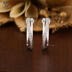 0.434 TDW rond brillant coupe or blanc plaqué boucle d'oreille Labgrown HPHT/CVD diamant bijoux classique Style religieux anniversaire - Product Image 1