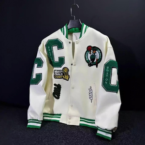 Chaqueta de béisbol vintage clásica para hombre, chaqueta universitaria hecha a medida con lana y piel de vaca - Product Image 5