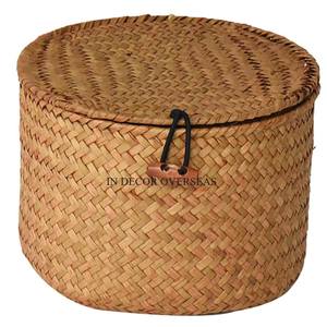 Most Demanding Premium Quality Rattan <b>Round</b> Shape Storage <b>Basket</b> With Top Lid From Indian Manufacturer In Impressive Price - Product Image 1