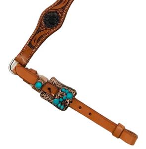 ที่สวมหัวขี่ม้าหนังแกะสลักโบราณคุณภาพสูงปกหน้าอกม้าสไตล์ตะวันตก - Product Image 2