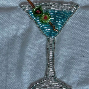 Breloque de sac de luxe faite à la main avec perles brodées, motif cercle, porte-clés pour sacs - Product Image 1