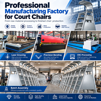 Banc de tennis professionnel en aluminium, design ergonomique, revêtement poudré, résistant aux intempéries, auvent en option, sièges pour sites sportifs