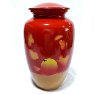 Urne de crémation en métal de l'arbre de vie bleu élégant moderne urne photo faite à la main conteneur pour funérailles commémoratives de restes humains - Product Image 5