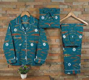 <b>Women's</b> Night Wear <b>Pajama</b> Set 100% Cotton Woven Fabric Spring Pink Rabbit Green Heart Hand Drawn Print <b>Summer</b> Casual - Product Image 2