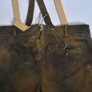 Nuevos pantalones cortos bávaros bordados de aspecto de cuero desgastado Lederhosen para hombres alemanes y austriacos Estilos de pantalones largos y cortos - Product Image 4