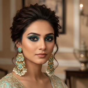 Pendientes antiguos tradicionales de oro alto, joyería India elegante, Pendientes colgantes hechos a mano para festivales y fiestas - Product Image 1