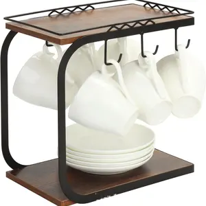 Teller Metaal 6 Haken Koffiekop Mok Boom Houder Stand Hanger Rack Opslag Organizer Opbergrek Bruiloft Decoreren