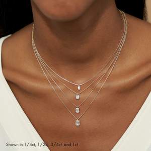 Collier pendentif en argent 925 avec diamant Moissanite taille émeraude - Product Image 3
