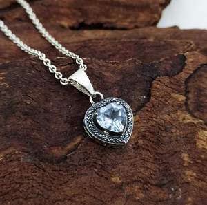 Collar con Colgante de Corazón de Aguamarina, Plata de Ley 925, Joyería Hecha a Mano, Regalo de Piedra de Nacimiento de Marzo para Niños y Mujeres, Venta al por Mayor - Product Image 5