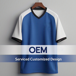 Camiseta de fútbol unisex de manga corta con cuello en V, ropa de entrenamiento de fútbol de color sólido - Product Image 1