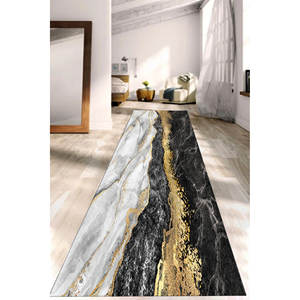 Tapis imprimé marbre noir et or - Design moderne, scintillant, antidérapant, avec poils doux - Product Image 4