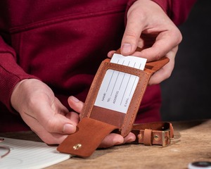 Identificador de etiquetas de equipaje de cuero Regalo personalizado Favor Accesorios DE BODA Equipaje Hombres Él 2017 - Product Image 2