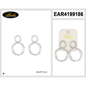 Boucles d'oreilles multi-cercles Linda Fashion en alliage plaqué argent, bijoux de mode unisexe - Product Image 1