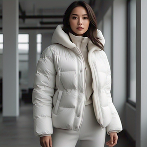 แจ็กเก็ตบุฟองน้ำสำหรับผู้หญิง, เสื้อโค้ทแจ็คเก็ตแขนยาวมีฮู้ด - Product Image 5