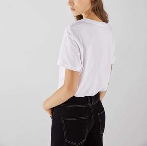 Camiseta Básica de Cuello Redondo para Mujer, Camiseta Informal de Algodón Suave, Ajuste Cómodo, Ligera, para Uso Diario - Product Image 5