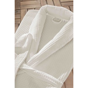 Peignoir d'hôtel de la série Orfe, col châle, piqué, élégant, articles d'hôtel - Product Image 1