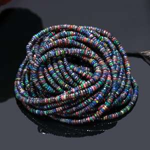 Hot Selling Natural Black Ethiopian Opal Faceted Tyre Shape 4mm-6mm <b>Beads</b> for Jewelry Making <b>Necklace</b> & Bracelet Gift for Women - Product Image 1