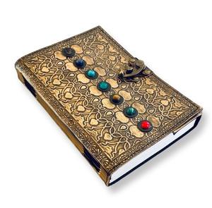 Journal en cuir doré à 7 chakras avec 7 pages blanches en pierre Journal en cuir naturel pur fait à la main - Product Image 1