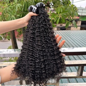 Vente en gros de produits Remy soyeux et doux Curl Raw Bundles Curly Double Drawn vietnamien Raw matériaux de haute qualité Fournisseur de confiance - Product Image 3
