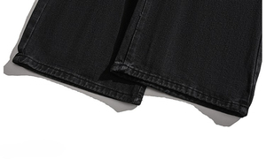 Jeans de travail multi-poches à fermeture éclair personnalisés pour hommes, ample, hip-hop, denim baggy noir avec délavage foncé, style vadrouille au sol à jambes larges - Product Image 5