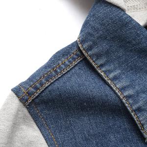Men's Casual Denim Jacket With Button up <b>Hoodie</b> Embroidered High Street Style Coat Solid Pattern Embossed Excelled Jeans Winter - Product Image 2