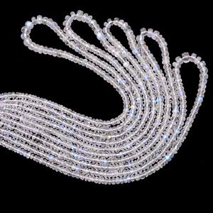 Cuentas Redondas Facetadas de Piedra Lunar Blanca AAA+ de 3mm-6mm, Cuentas Sueltas de Piedra Lunar Arcoíris con Destello de Fuego Azul Natural para Joyería - Product Image 2