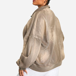 OEM/ODM 100% Cotton Zip Up Sun fade wash Pullover Sweatshirts Hot Selling Heavyweight Anti-pillingbreathablehodies for woman - Product Image 3