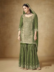 Traje de mujer Pure Blooming Heavy Chi-non Dupatta con bordado Fancy Sequence Work para fiestas - Product Image 5